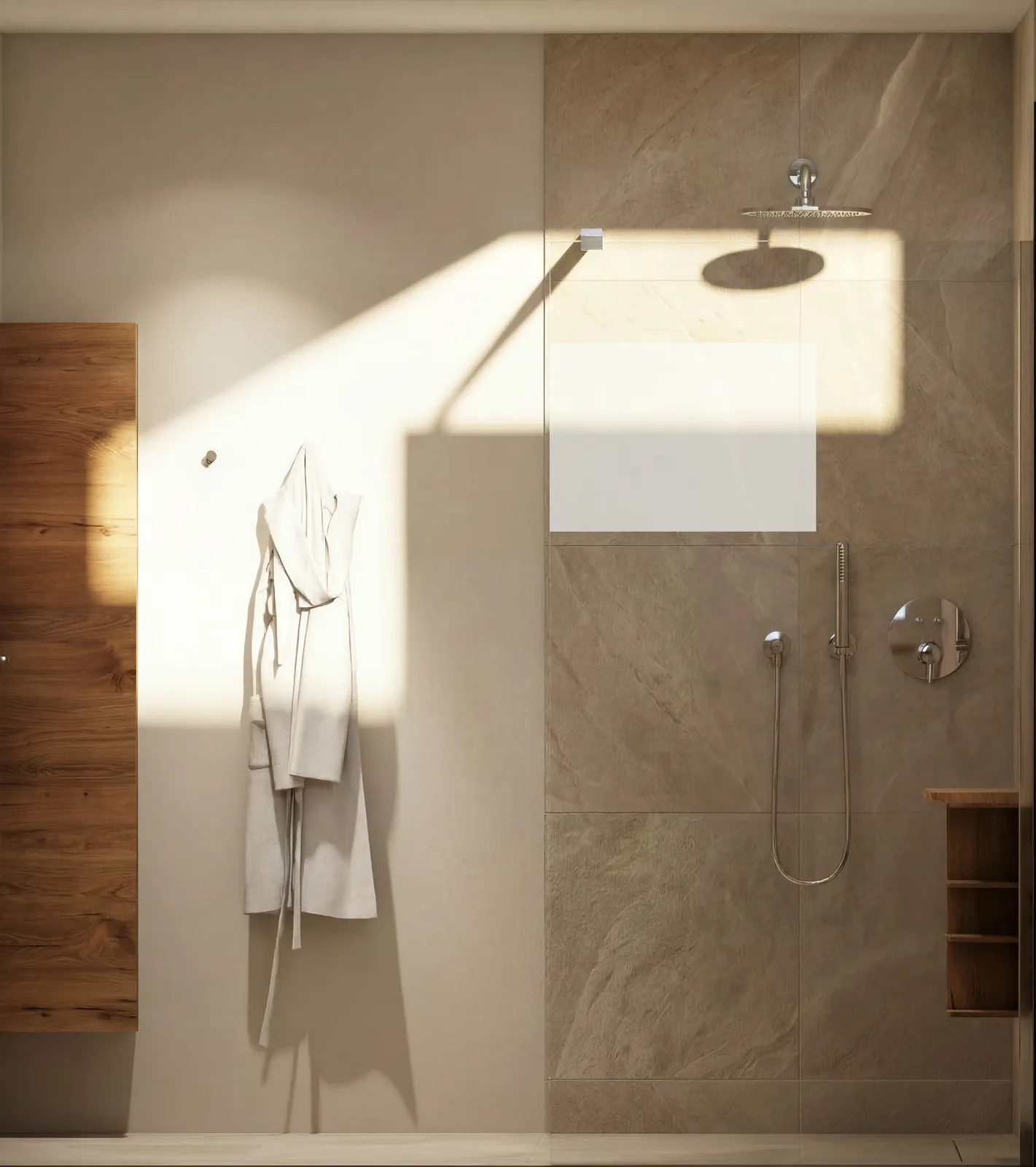 Blick vom Türeingang auf WC und Hochschrank im neuen Bad